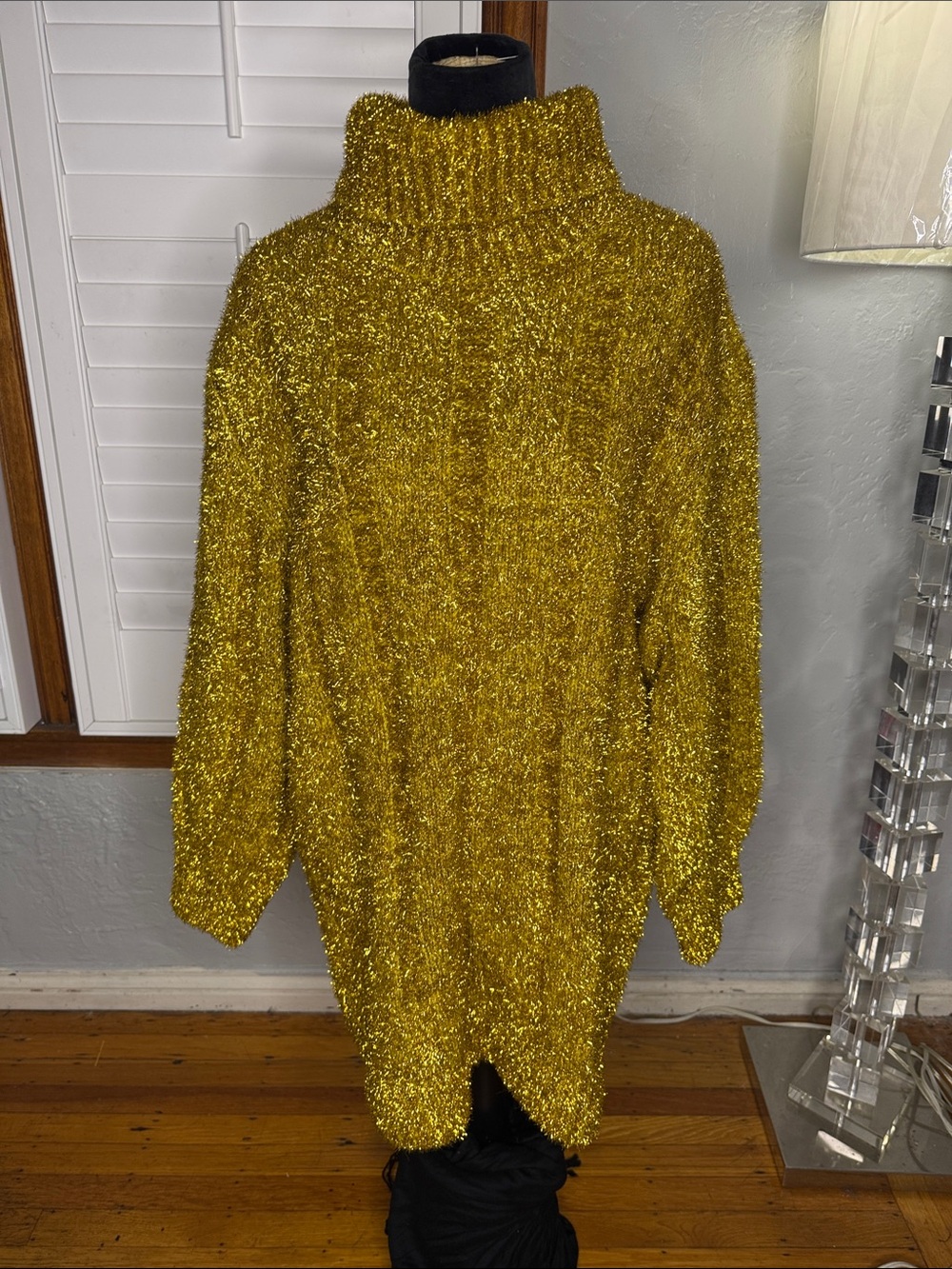 H&M Metallic Gold Turtleneck Sweater